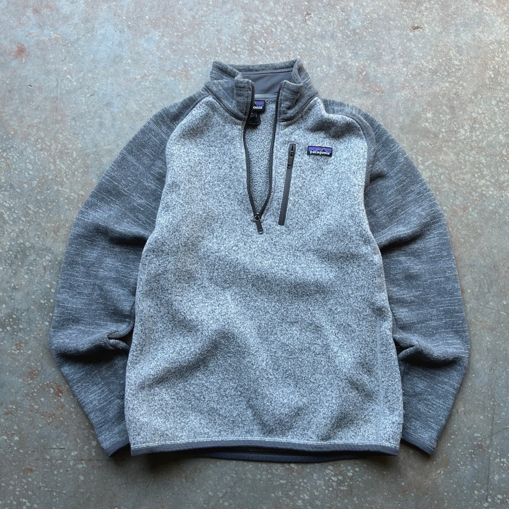 Patagonia Better Sweater 1/4 Zip Fleece Pullover Mens Medium Grey Two Tone